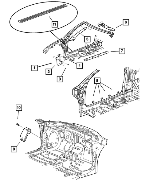 Panels-Mouldings, Scuff Plates for 2005 Dodge Stratus #3