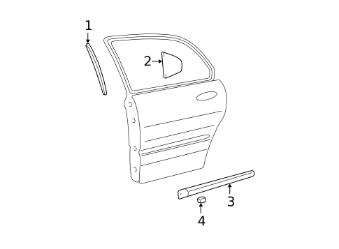 Exterior Trim - Rear Door for 2002 Hyundai Sonata #1