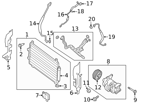 Condenser, Compressor & Lines for 2013 INFINITI JX35 #0