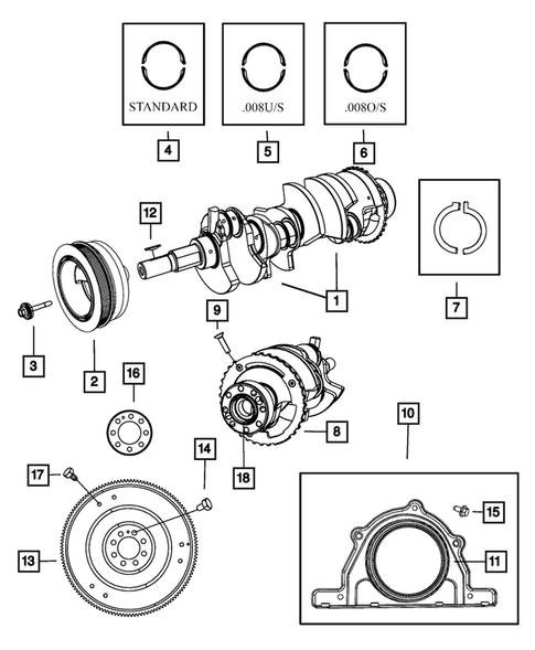 Crankshaft, Piston, Drive Plate, Flywheel, and Damper for 2008 Dodge Challenger #0