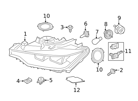 Headlamp Components for 2016 BMW 328d #1