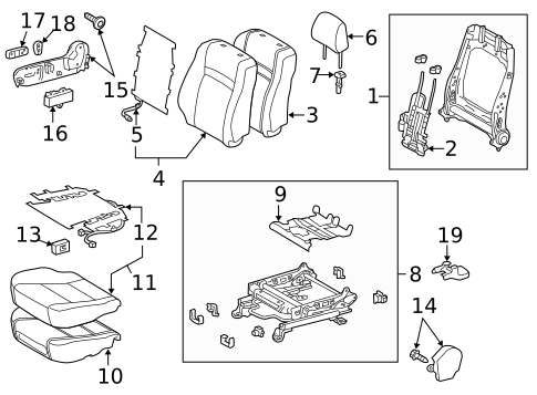 Passenger Seat Components for 2013 Toyota Camry #3