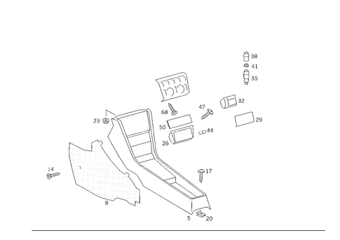 Housing with Tray, Ashtray, and Top Covering for 1992 Mercedes-Benz 500E #1