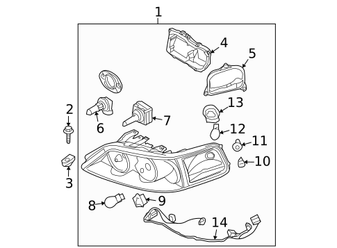 Headlamp Components for 2004 Lincoln Town Car #1