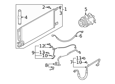 Condenser, Compressor & Lines for 2020 Buick Enclave #6