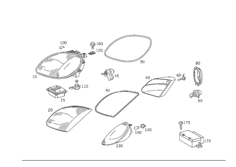 Lighting Unit, Foglamp, and Additional Blinker Lamp for 1999 Mercedes-Benz SLK230 #1
