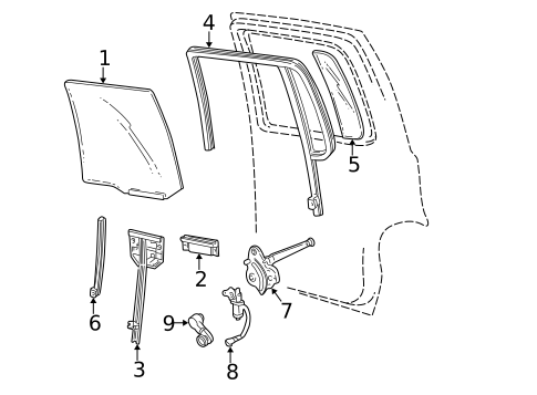 Glass - Rear Door for 2001 Ford Explorer Sport Trac #0
