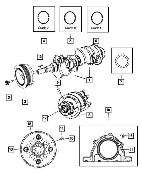 Crankshaft, Piston, Drive Plate, Flywheel, and Damper for 2008 Dodge Ram 2500 #0