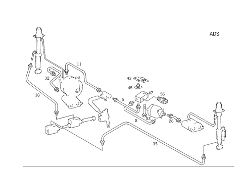 Rear Line Arrangement in Case of Adaptive Damping System for 1993 Mercedes-Benz 500SEL #1