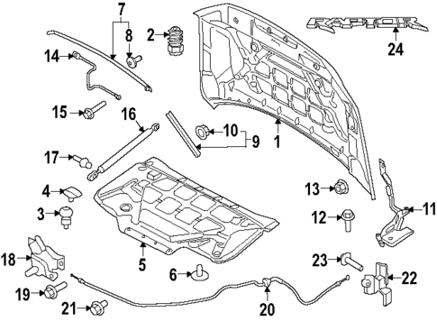 Hood & Components for 2024 Ford F-150 #0
