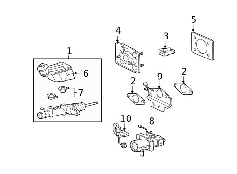 Master Cylinder - Components On Dash Panel for 2010 Lexus GS460 #0