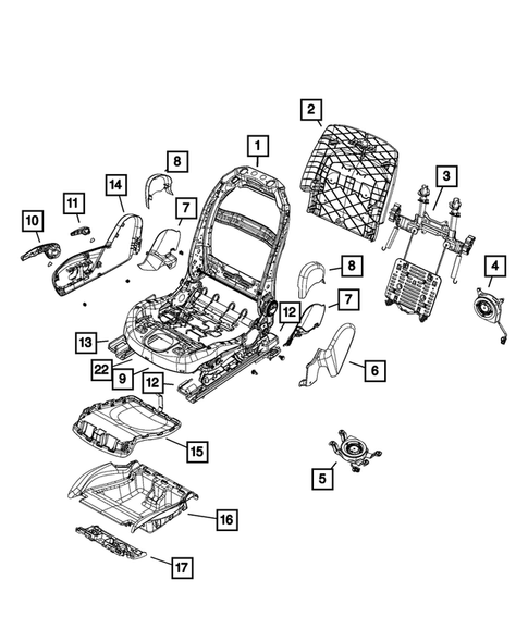 Front Seats - Adjusters, Recliners, Shields and Risers for 2016 Jeep Cherokee #1