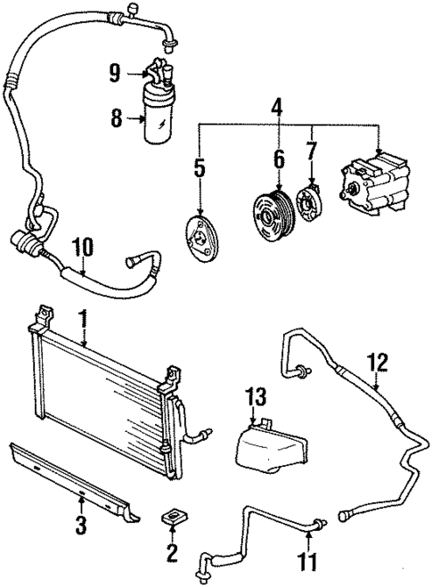Condenser, Compressor & Lines for 1999 Mercury Tracer #0