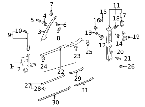 Interior Trim - Pillars for 2008 Volkswagen Rabbit #0