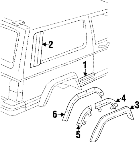 Exterior Trim - Quarter Panel for 1998 Jeep Cherokee #1