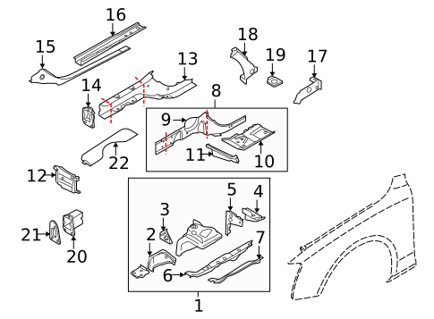 Structural Components & Rails for 2010 Audi A5 Quattro #0
