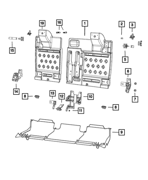 Rear Seats - Second Row Adjusters, Recliners, Shields and Risers for 2022 Dodge Challenger #0