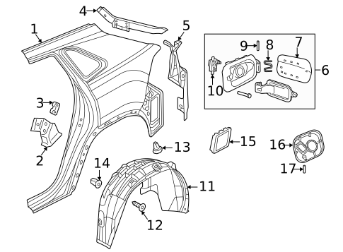 Quarter Panel & Components for 2020 Volkswagen Atlas Cross Sport #0