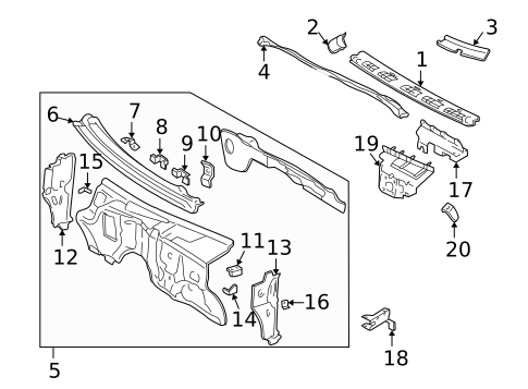 Cowl for 2001 Chevrolet S10 #1