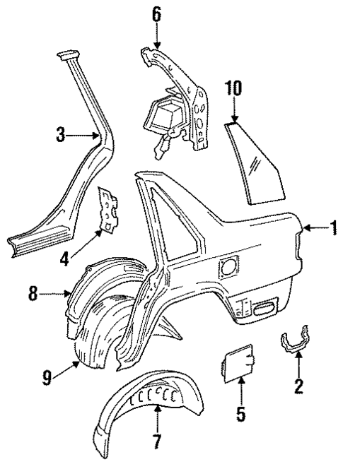 Quarter Panel & Components for 1992 Volvo 940 #1