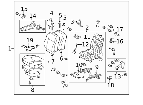 Passenger Seat Components for 2011 Toyota Corolla #1
