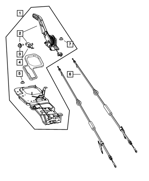 Parking Brake Lever, Cables, and Rear Disc Park Brake Assembly for 2008 Dodge Nitro #0