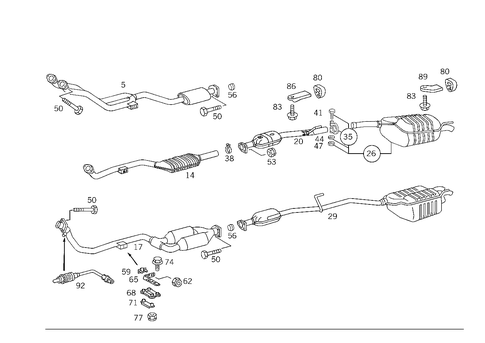 Exhaust System Used on Four-Cylinder Gasoline Vehicles for 1997 Mercedes-Benz C230 #0