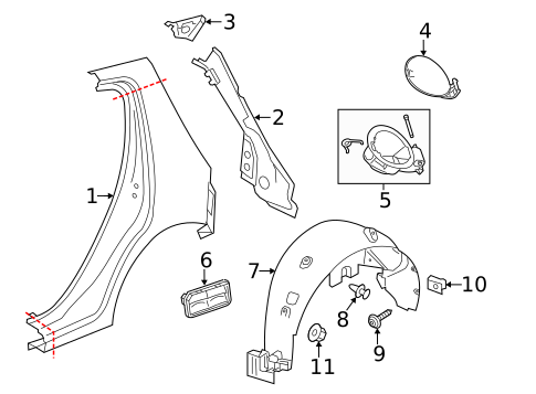 Quarter Panel & Components for 2016 Chevrolet Sonic #1