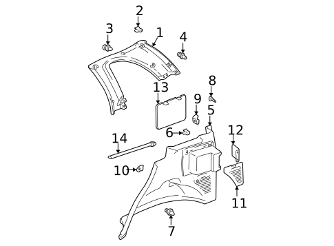 Interior Trim - Quarter Panels for 2003 Toyota RAV4 #0