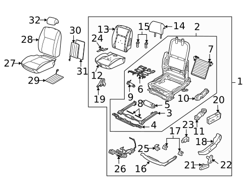 Passenger Seat Components for 2010 Saab 9-3X #1