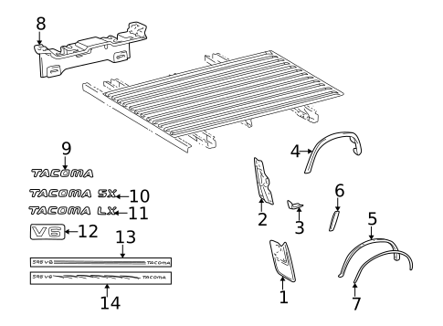 Exterior Trim - Pick UP Box for 1997 Toyota Tacoma #0