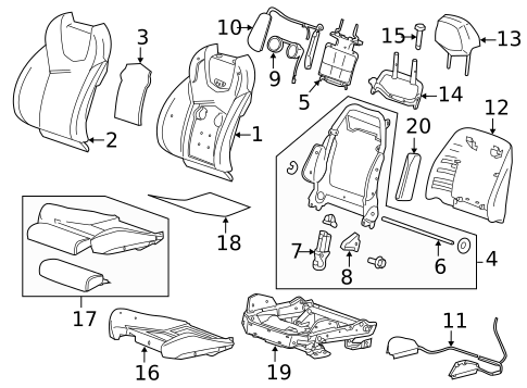 Driver Seat Components for 2014 Cadillac CTS #1