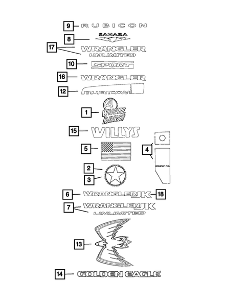 Decals and Tape strips for 2018 Jeep Wrangler JK #0