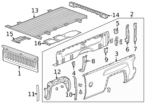 Pick UP Box Components for 2016 GMC Sierra 2500 HD #1