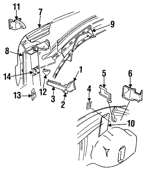 Inner Structure & Rails for 1991 Dodge Shadow #0