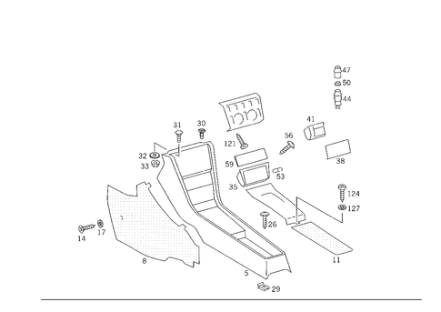Housing with Tray, Ashtray, and Top Covering for 1988 Mercedes-Benz 300E #2