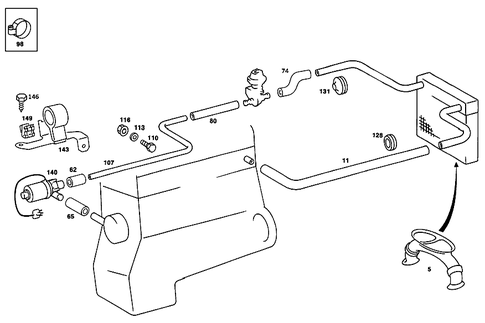 Heating Water Connection for 1986 Mercedes-Benz 190E #1