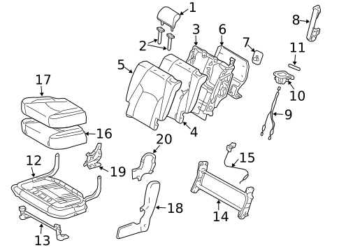 Rear Seat Components for 2008 Lexus RX400h #1