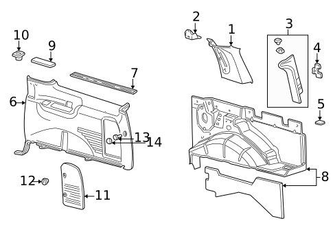 Interior Trim - Quarter Panels for 2002 Ford Excursion #1