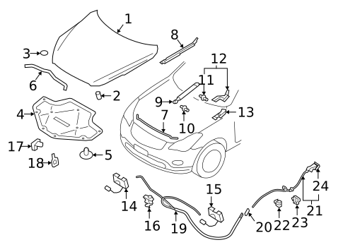 HOOD & COMPONENTS for 2016 INFINITI QX50 #0