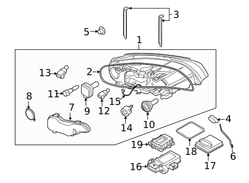 Headlamp Components for 2010 Volvo V70 #0