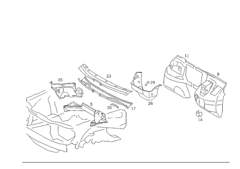 Fire Wall and Connection Parts for 1988 Mercedes-Benz 300TE #1