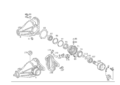 Rear Axle Housing with Differential for 1993 Mercedes-Benz 600SL #2
