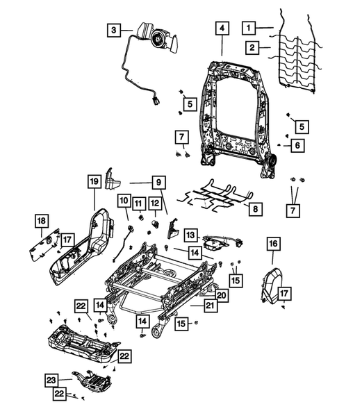 Front Seats - Adjusters, Recliners, Shields and Risers for 2022 Ram 2500 #1