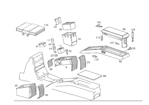 Ashtray and Storage Box, Bottom for 1991 Mercedes-Benz 500SL #2