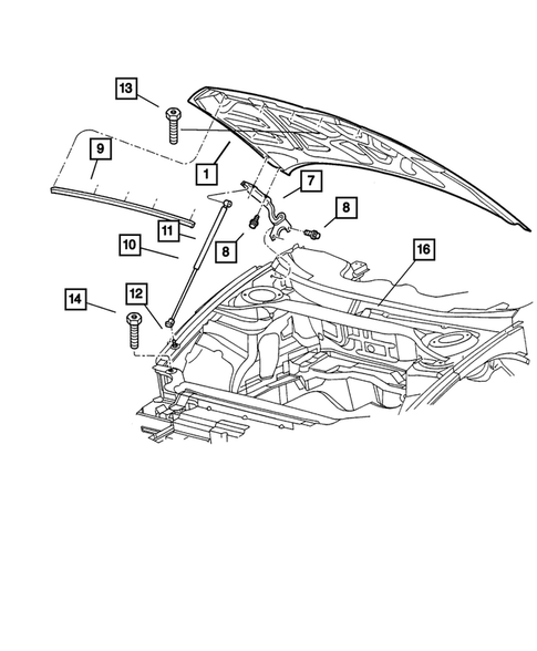 Hood & Hood Release for 2001 Dodge Intrepid #0