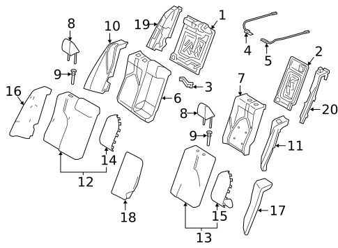 Rear Seat Components for 2020 Toyota Avalon #0
