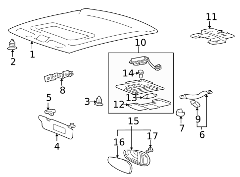 Interior Trim - Roof for 2001 Hyundai XG300 #0