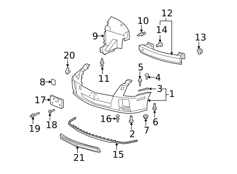 Bumper & Components - Front for 2009 Cadillac STS #0