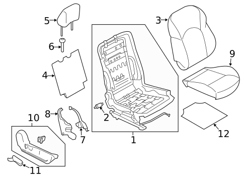 Passenger Seat Components for 2016 Nissan Juke #1